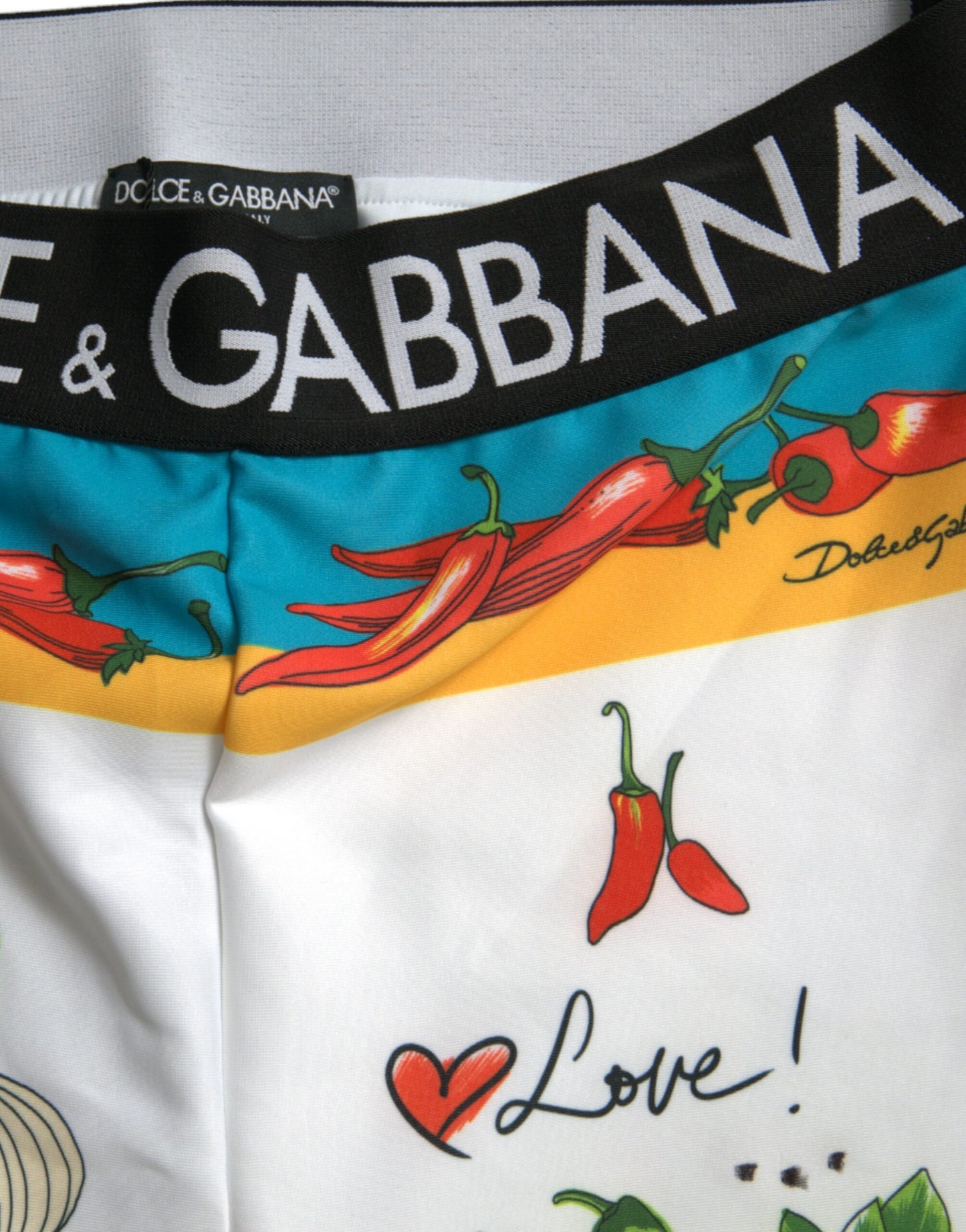 Dolce &amp; Gabbana White Vegetables High Waist Leggings Pants