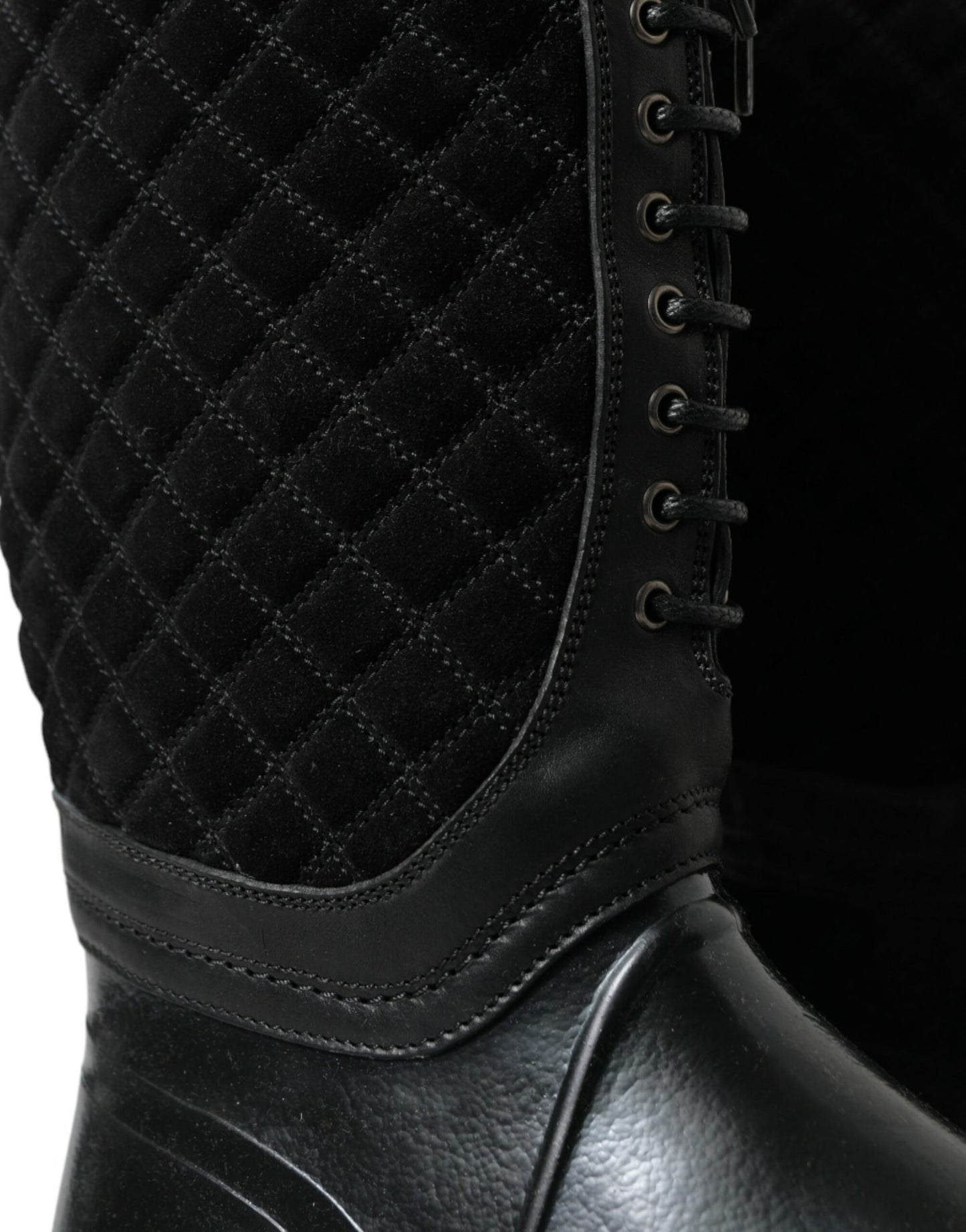 Dolce & Gabbana Elegant Quilted Lace-Up Rain Boots