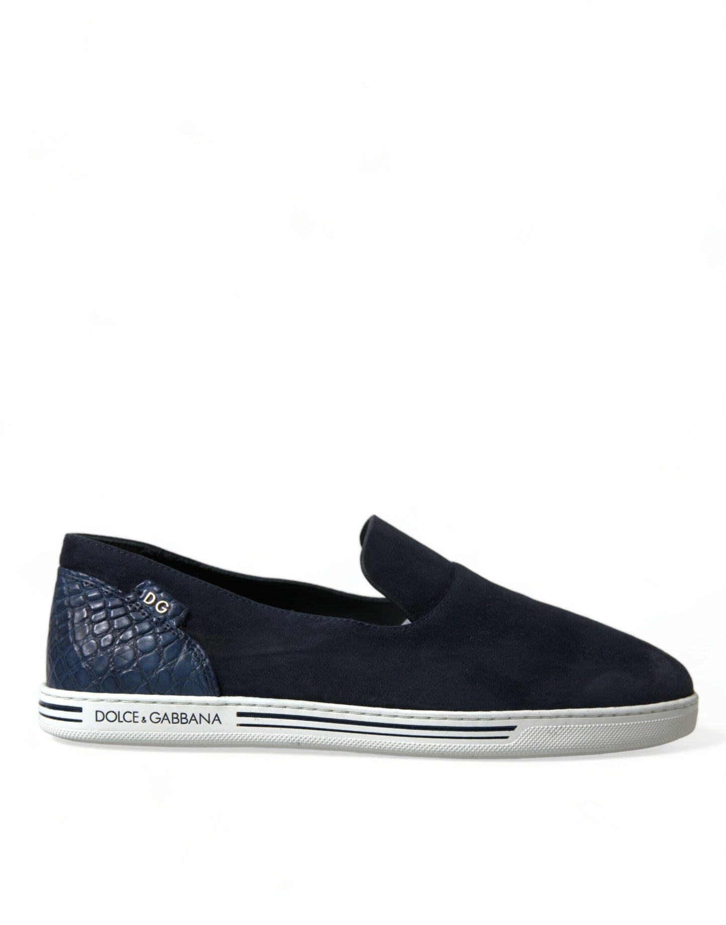 Dolce &amp; Gabbana Blue Suede Caiman Loafers Saint Tropez Shoes