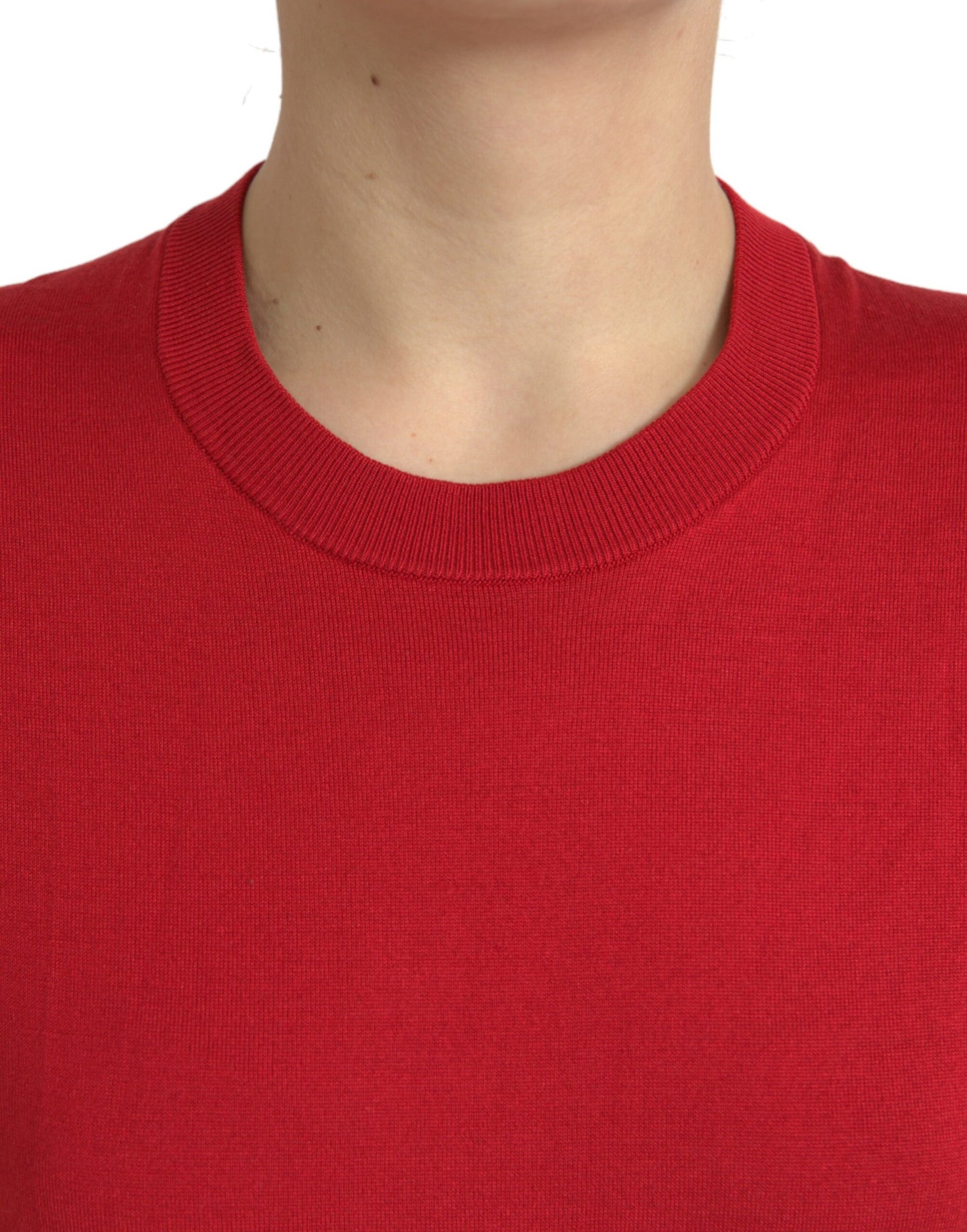 Dolce &amp; Gabbana Red Silk Crew Neck Short Sleeves T-shirt Top