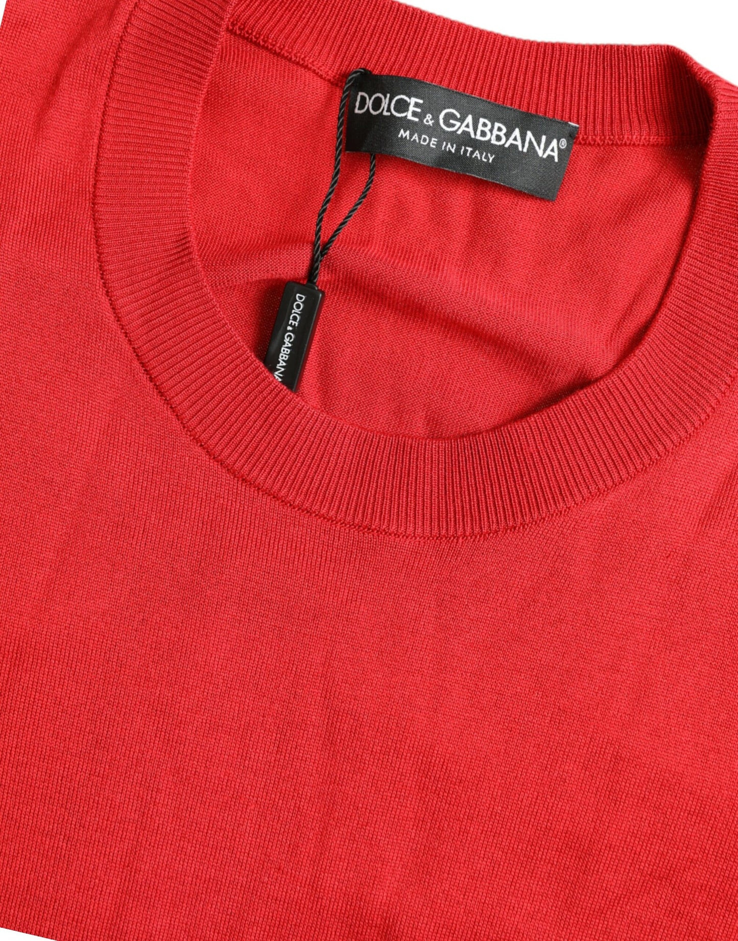 Dolce &amp; Gabbana Red Silk Crew Neck Short Sleeves T-shirt Top