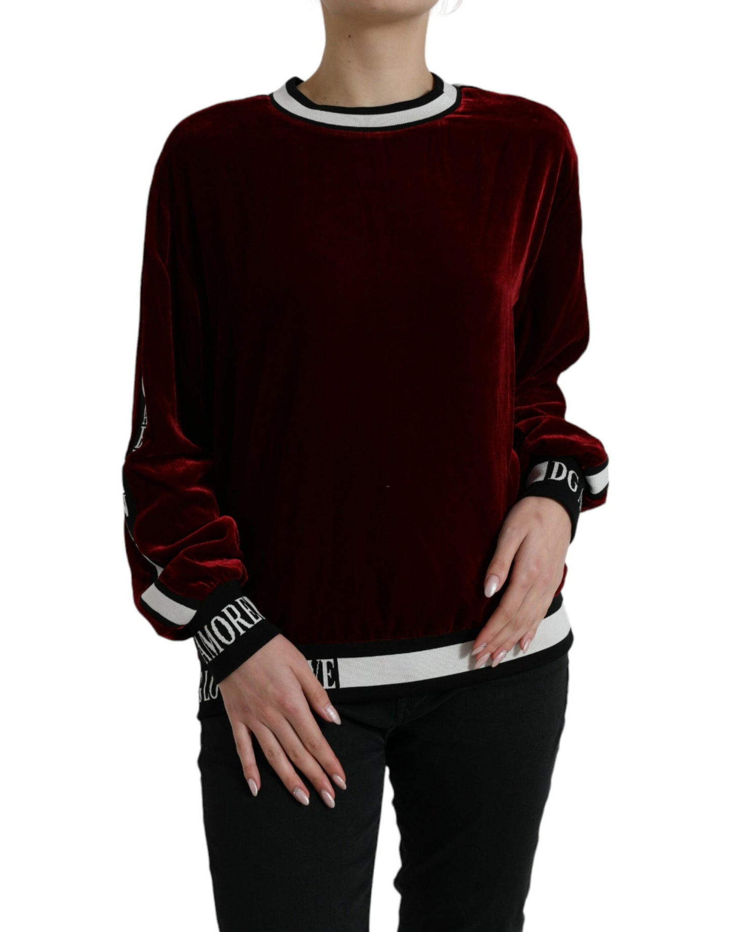 Dolce & Gabbana Elegant Burgundy Silk-Blend Sweater