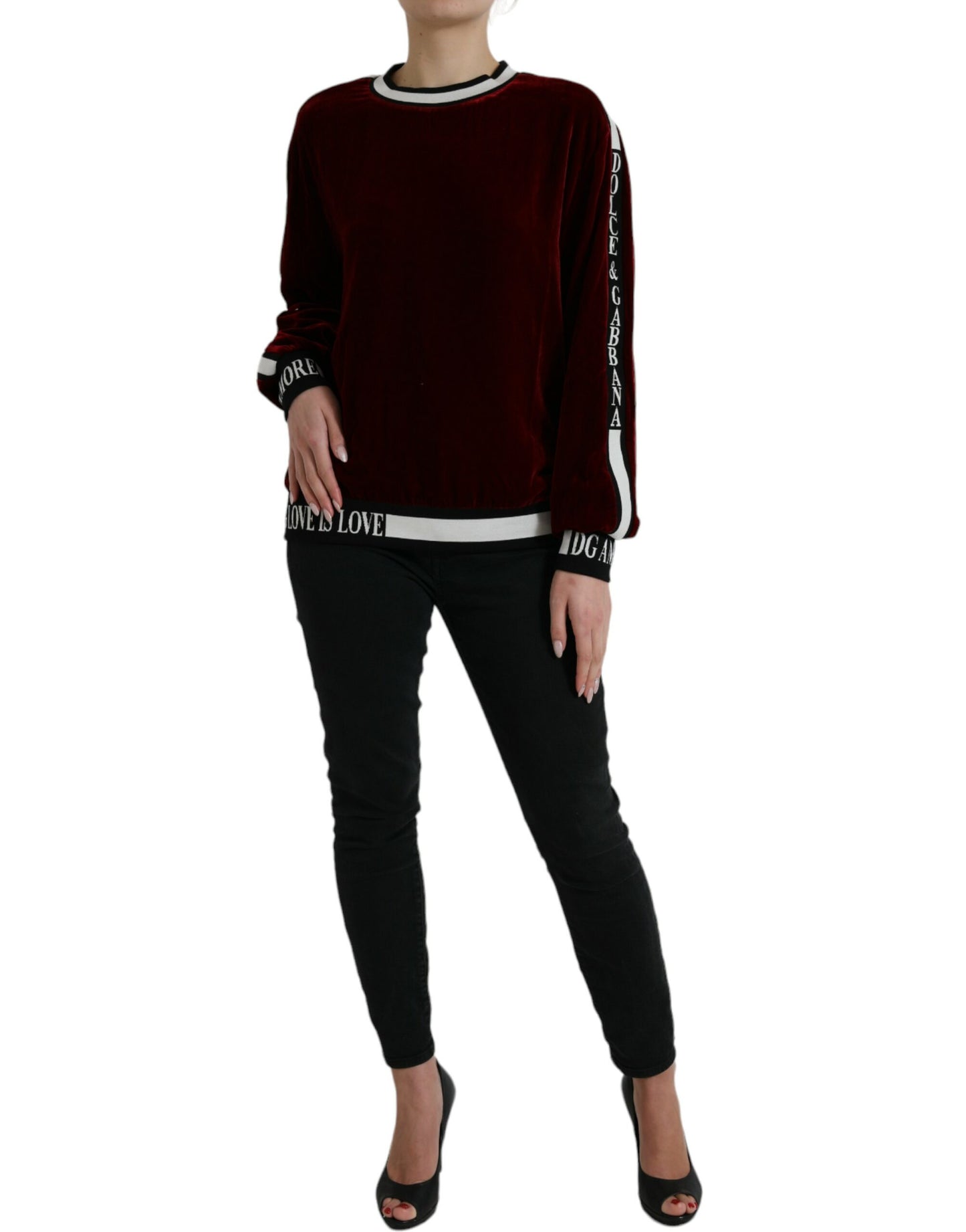 Dolce & Gabbana Elegant Burgundy Silk-Blend Sweater