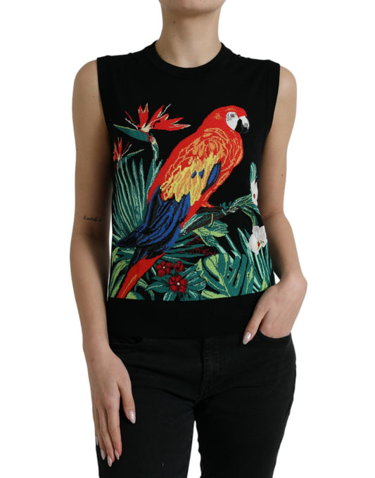 Dolce &amp; Gabbana Black Jungle Crew Neck Sleeveless Tank Top