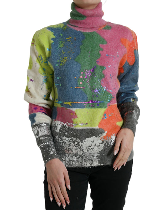 Dolce &amp; Gabbana Multicolor Mohair Turtleneck Pullover Sweater