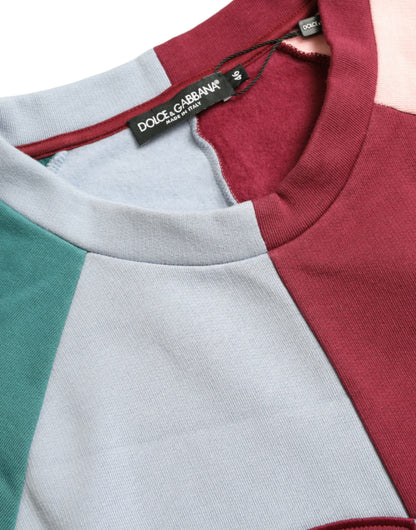 Dolce &amp; Gabbana Multicolor Cotton Crewneck Pullover Sweater