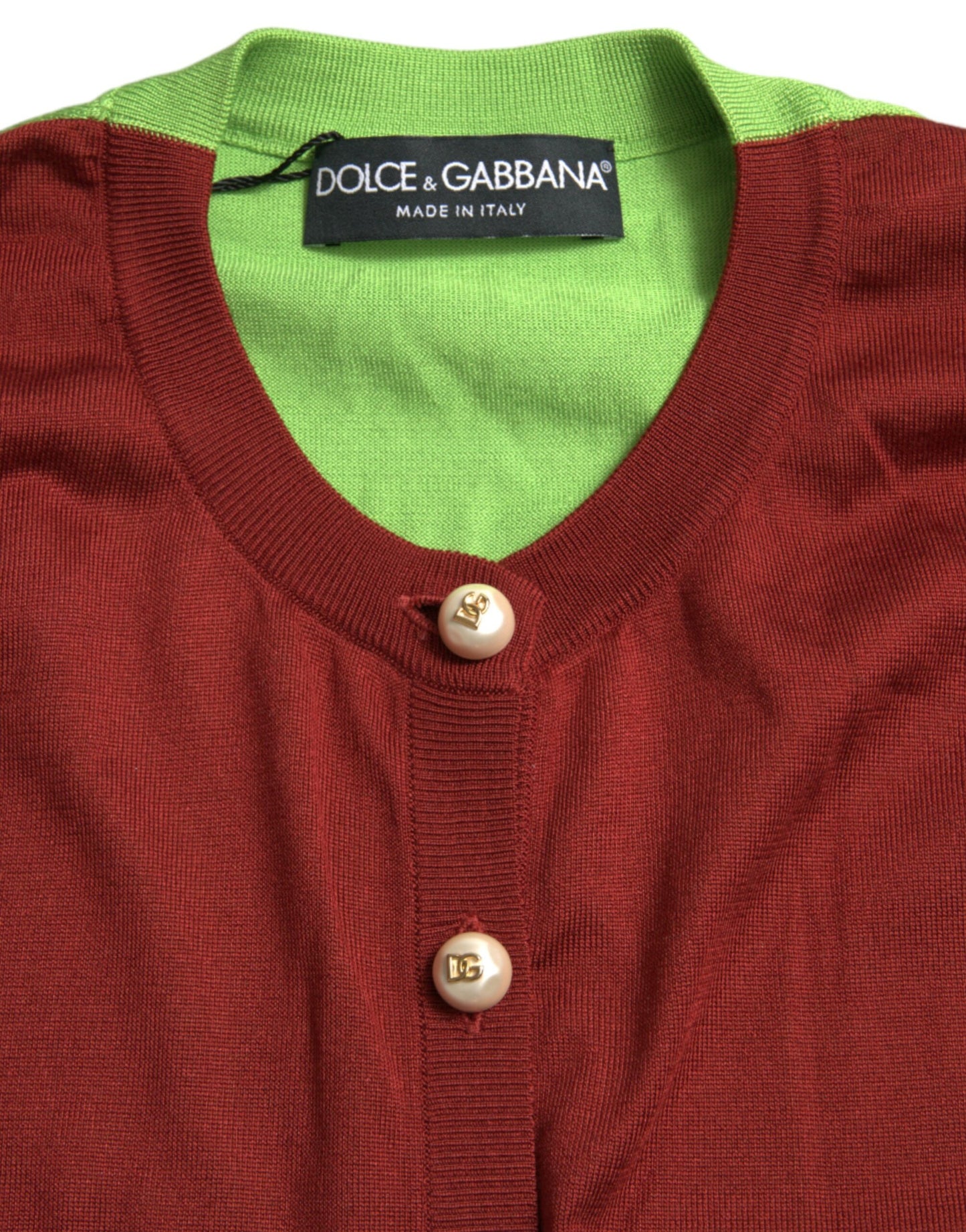 Dolce &amp; Gabbana Multicolor Silk Crewneck Cardigan Sweater