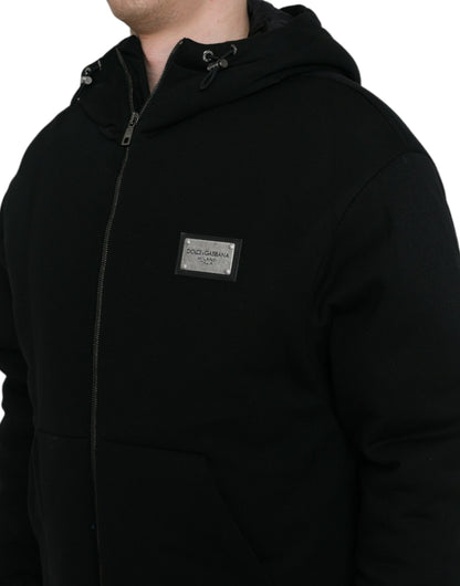 Dolce & Gabbana Elegant Black Bomber Jacket with Hood