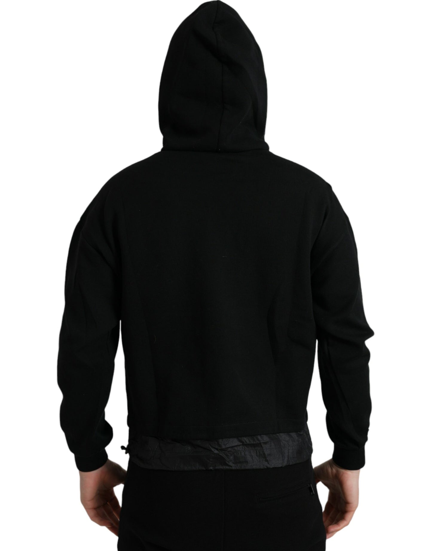 Dolce &amp; Gabbana Black Cotton Hooded Logo Pullover Sweater