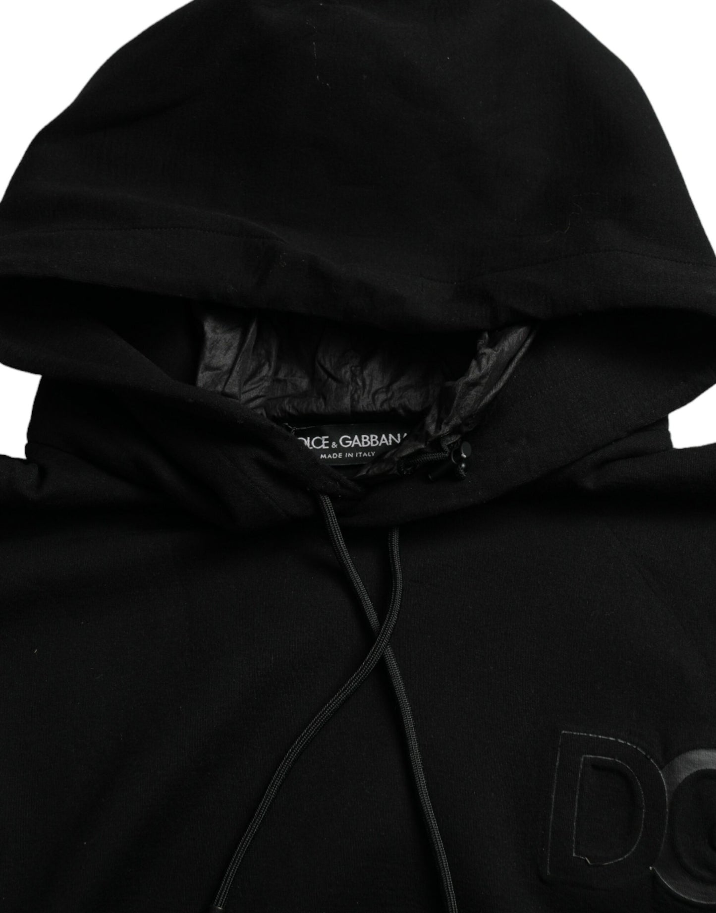 Dolce &amp; Gabbana Black Cotton Hooded Logo Pullover Sweater