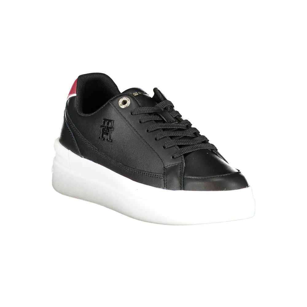 Tommy Hilfiger Black Leather Women Sneaker