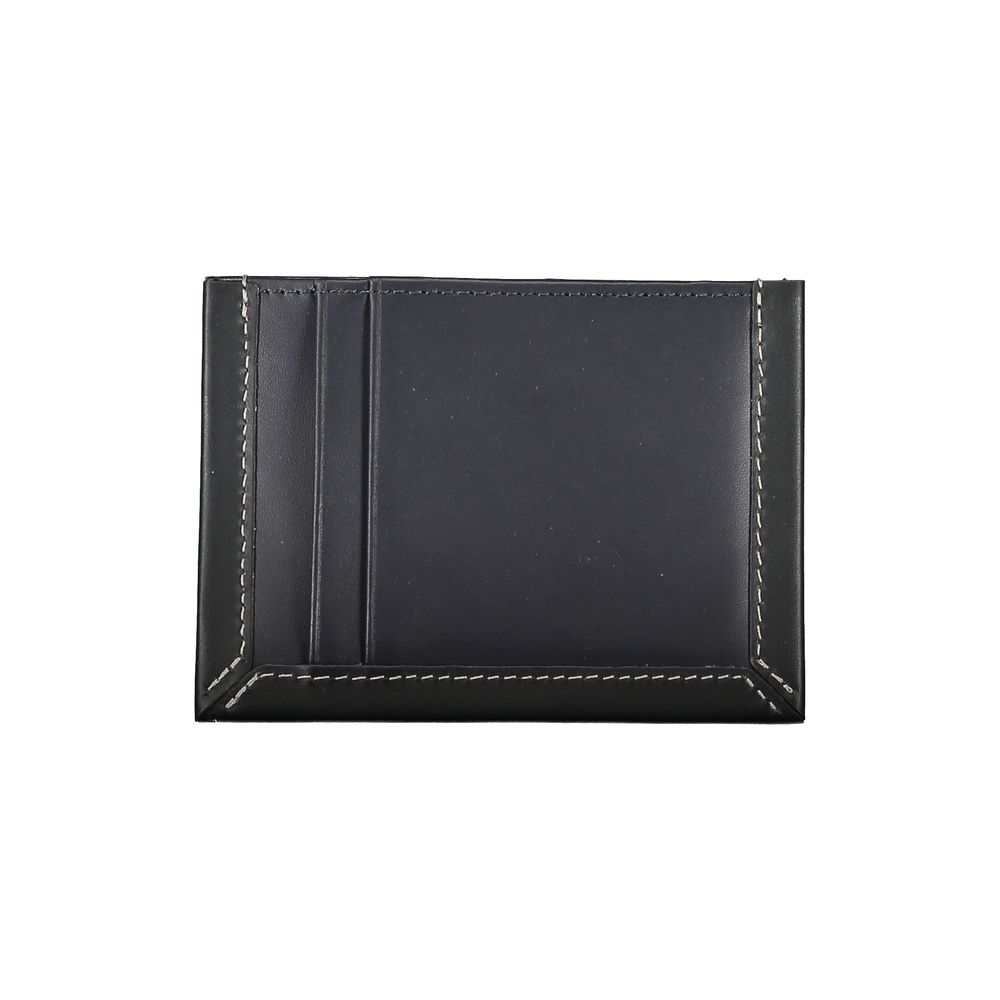 Tommy Hilfiger Sleek Blue Leather Card Holder with Contrast Detail