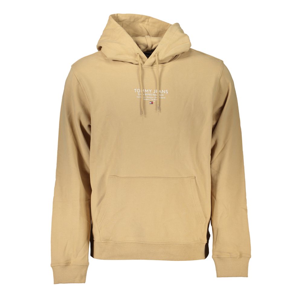 Tommy Hilfiger Beige Cotton Hooded Sweatshirt with Central Pocket