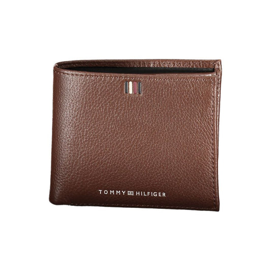 Tommy Hilfiger Sleek Brown Leather Wallet with Contrast Details