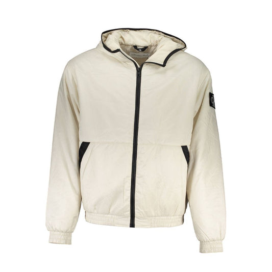 Calvin Klein Elegant Beige Hooded Jacket – Timeless Outerwear