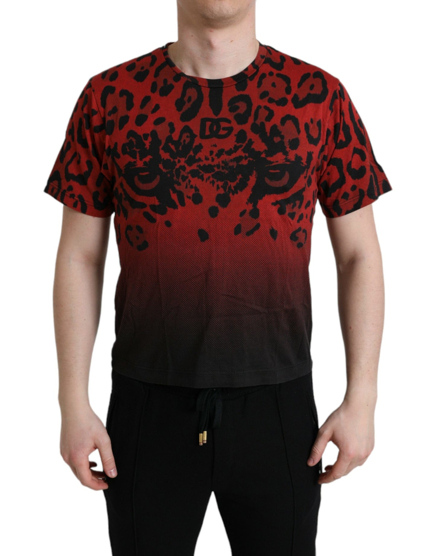 Dolce &amp; Gabbana Red Leopard Cotton Short Sleeves T-shirt