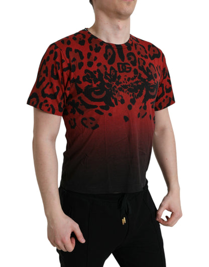 Dolce &amp; Gabbana Red Leopard Cotton Short Sleeves T-shirt