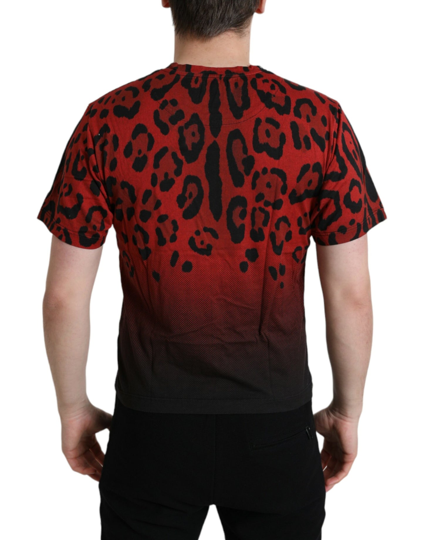 Dolce &amp; Gabbana Red Leopard Cotton Short Sleeves T-shirt