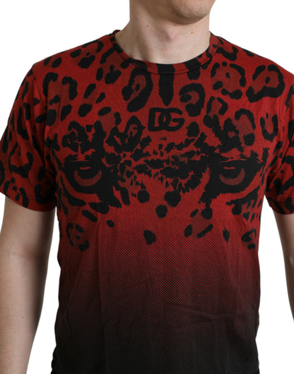 Dolce &amp; Gabbana Red Leopard Cotton Short Sleeves T-shirt