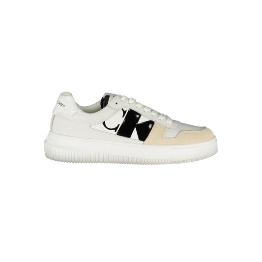 Calvin Klein Elegant White Lace-Up Sneakers with Contrast Detail