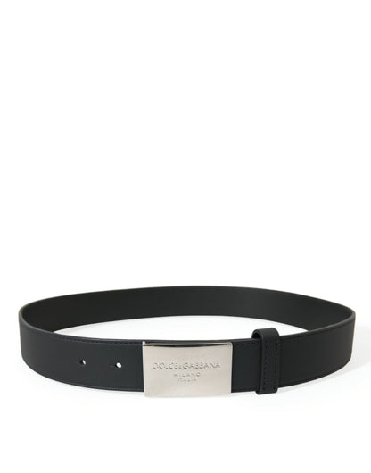 Dolce & Gabbana Elegant Black Leather Belt with Metal Buckle