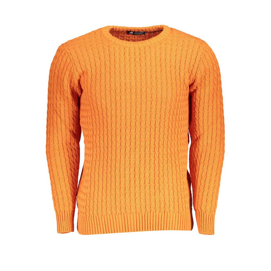 U.S. Grand Polo Elegant Twisted Crew Neck Orange Sweater