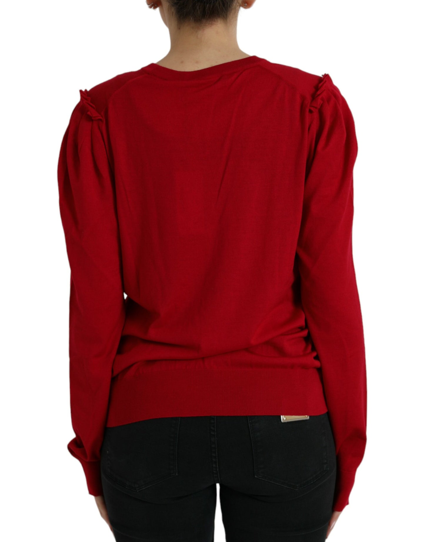 Dolce & Gabbana Elegant Red V-Neck Wool Cardigan