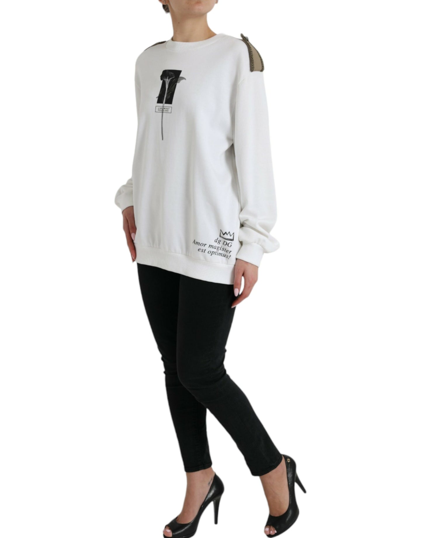 Dolce & Gabbana Chic Black and White Crew Neck Sweater