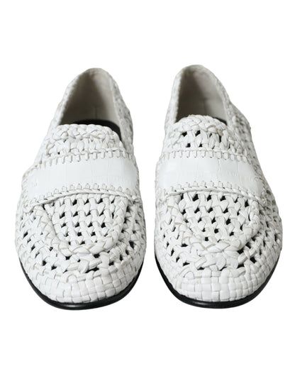 Dolce & Gabbana Elegant White Loafer Slip-Ons