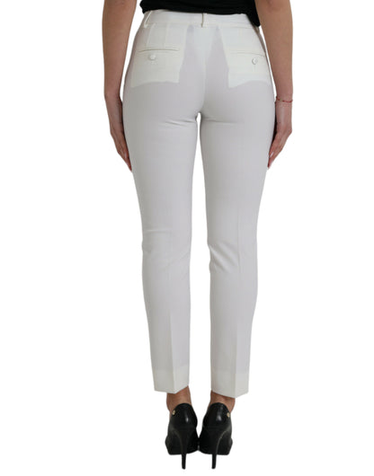 Dolce & Gabbana Elegant White Mid-Waist Tapered Pants