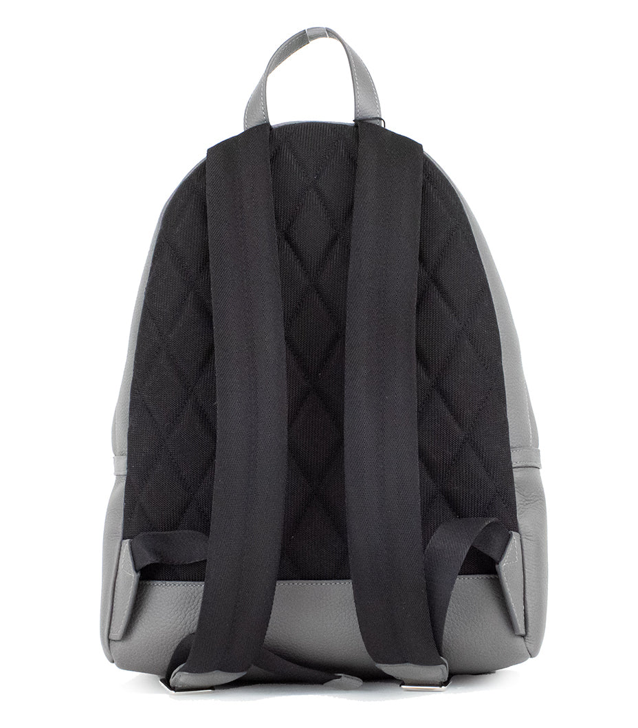 Burberry Abbeydale Branded Charcoal Grey Pebbled Leather Backpack Bookbag