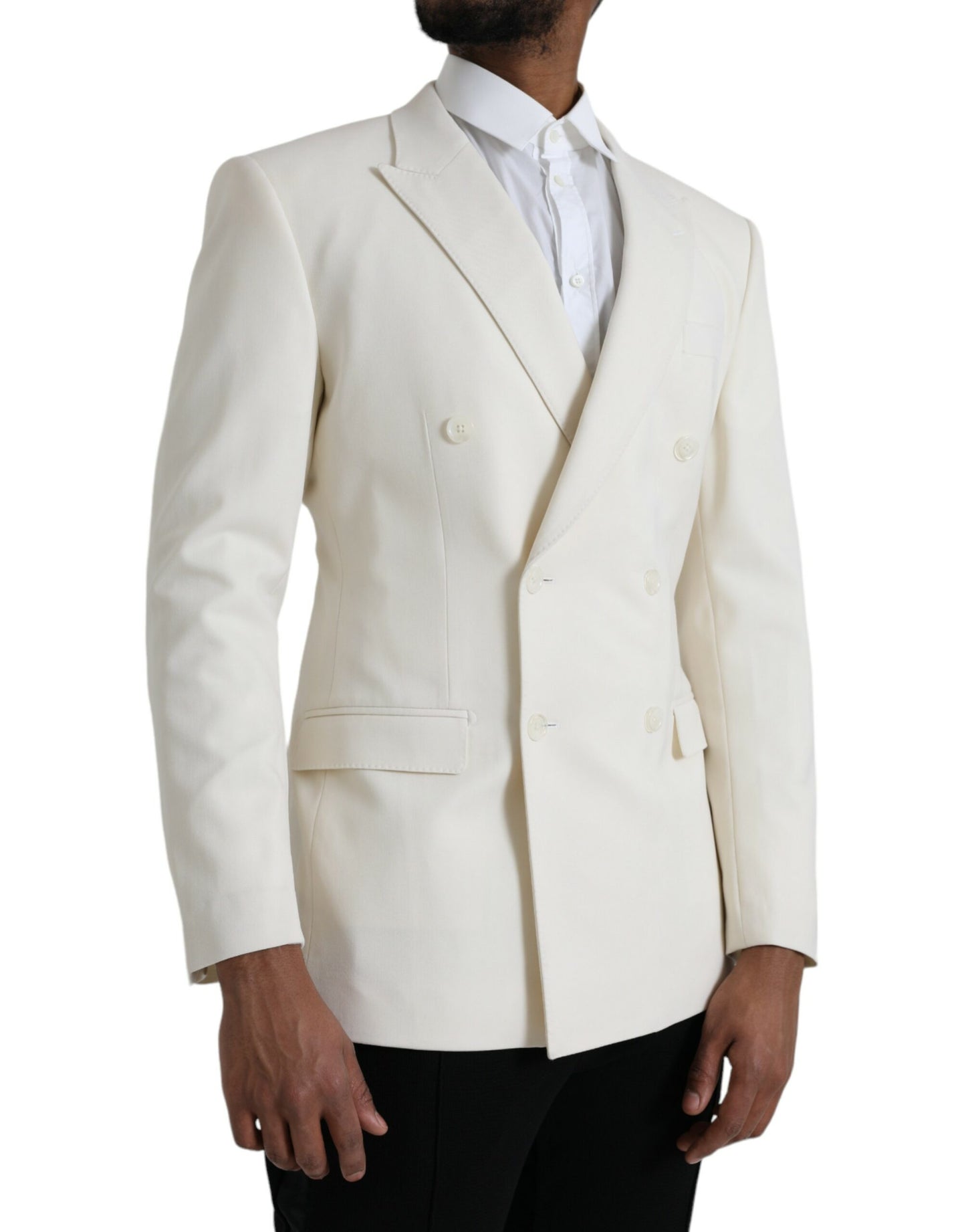 Dolce & Gabbana White Wool MARTINI Double Breasted Blazer