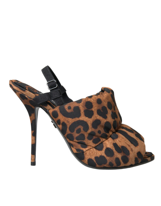 Dolce & Gabbana Brown Leopard Slingback Heels Sandals Shoes