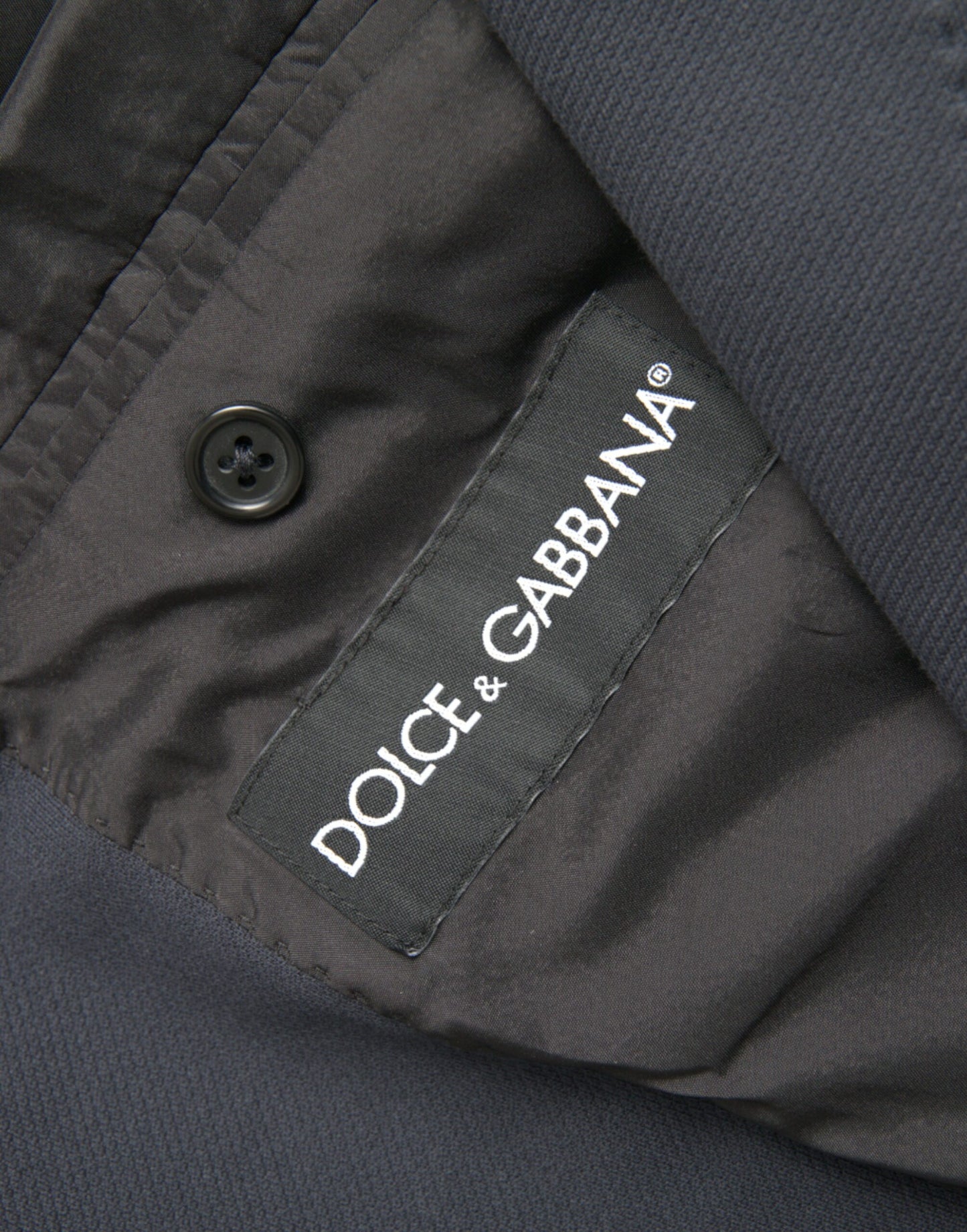 Dolce & Gabbana Dark Blue Cotton Single Breasted Coat Blazer