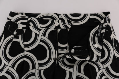 Dolce &amp; Gabbana Chic Black &amp; White Patterned Linen Shorts