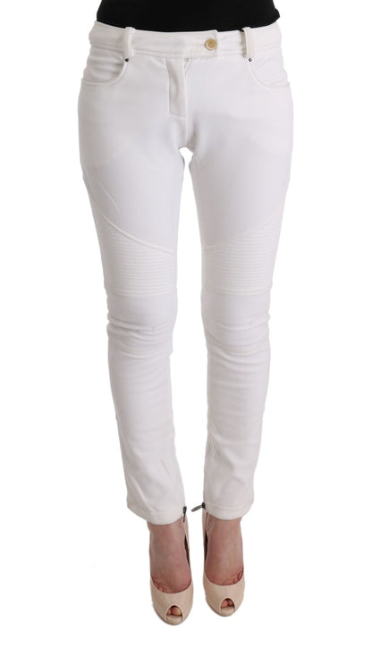 Ermanno Scervino Chic White Slim Fit Cotton Pants