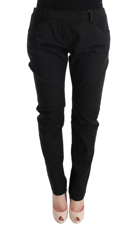 Ermanno Scervino Sleek Black Cotton Slim Fit Pants