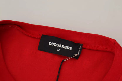 Dsquared² Red Printed Cotton Short Sleeves Crewneck T-shirt