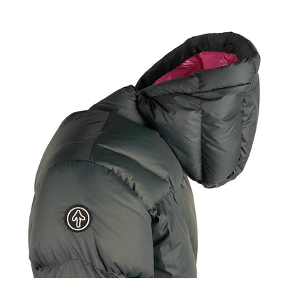 Centogrammi Elegant Fuchsia-Lined Gray Down Duvet Jacket