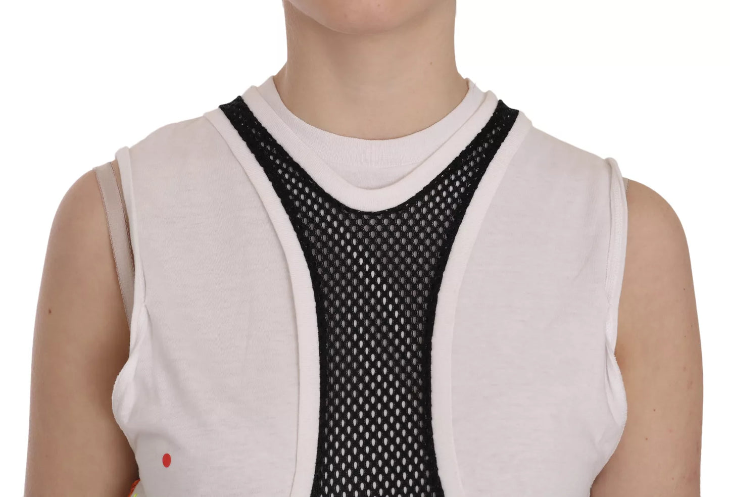 Dsquared² Black White Crew Neck Sleeveless Cotton Blouse