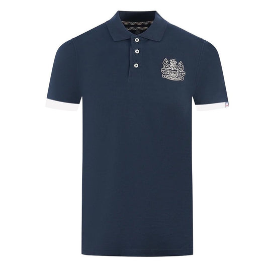 Aquascutum Elegant Cotton Polo with Contrast Logo Emblem