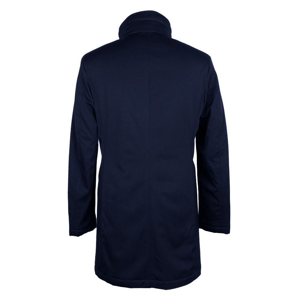 Made in Italy Elegant Blue Virgin Wool Storm System Coat