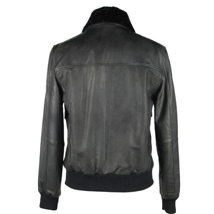 Emilio Romanelli Sleek Black Leather Zip Jacket