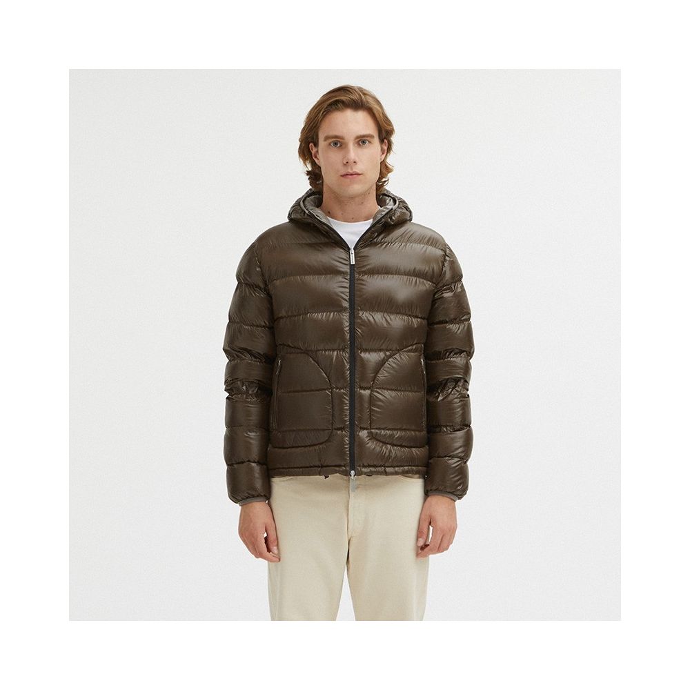 Centogrammi Reversible Hooded Jacket in Dove Gray and Brown