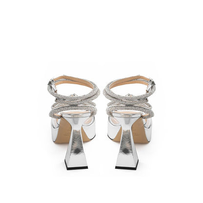 MACH & MACH Elegant Silver Leather Platforms