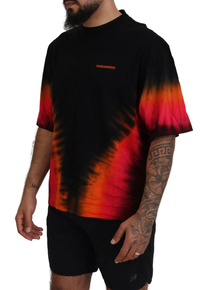 Dsquared² Black Orange Cotton Short Sleeves Crewneck T-shirt