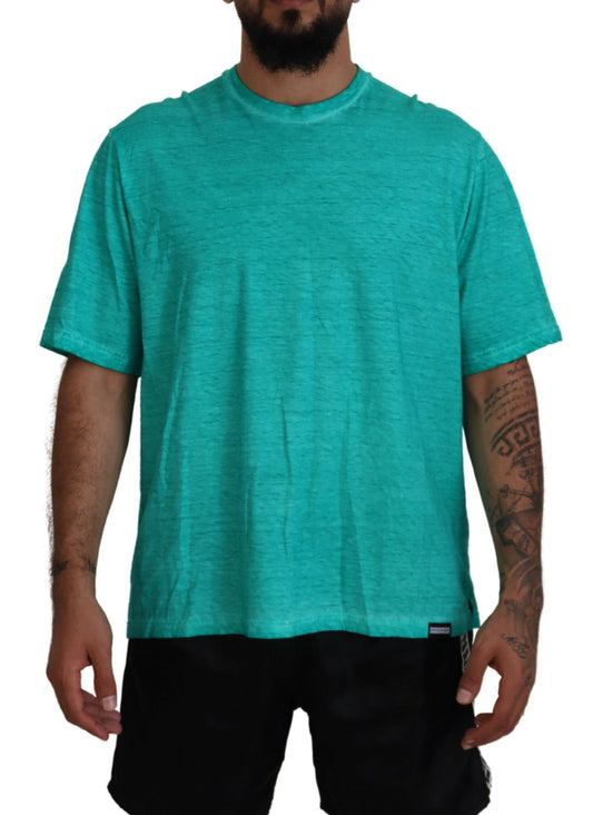 Dsquared² Light Green Cotton Linen Short Sleeves T-shirt