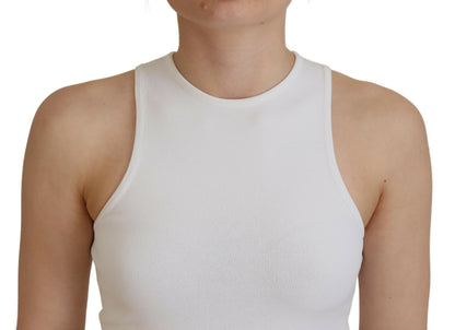 Dsquared² White Viscose Sleeveless Round Neck Tank T-shirt