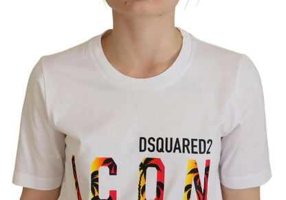 Dsquared² White Cotton Icon Logo Print Crewneck T-shirt