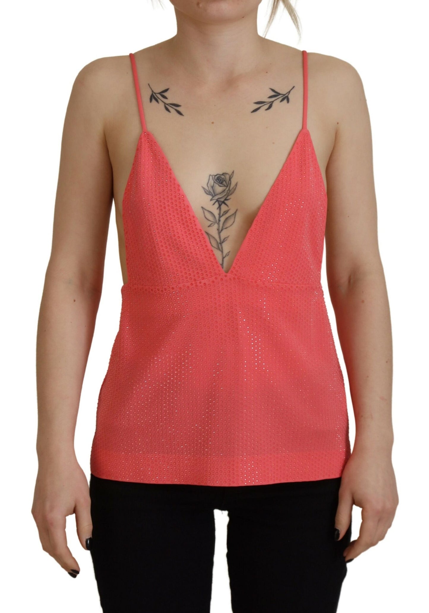 Dsquared² Pink Sleeveless Spaghetti Strap Cami V-neck Top